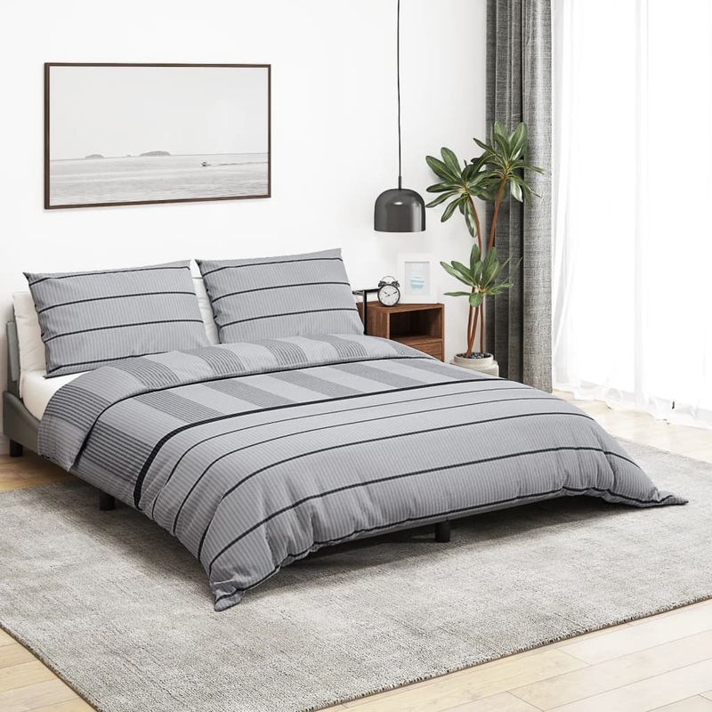 Casa si Gradina - Textile si covoare - Lenjerii de pat - Seturi de lenjerie - Set cu husa de pilota, gri, 140x200 cm, bumbac - Infinity.ro