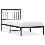Casa si Gradina - Mobilier - Paturi si accesorii - Paturi - Cadru pat metalic cu tablie, negru, 90x200 cm - Infinity.ro