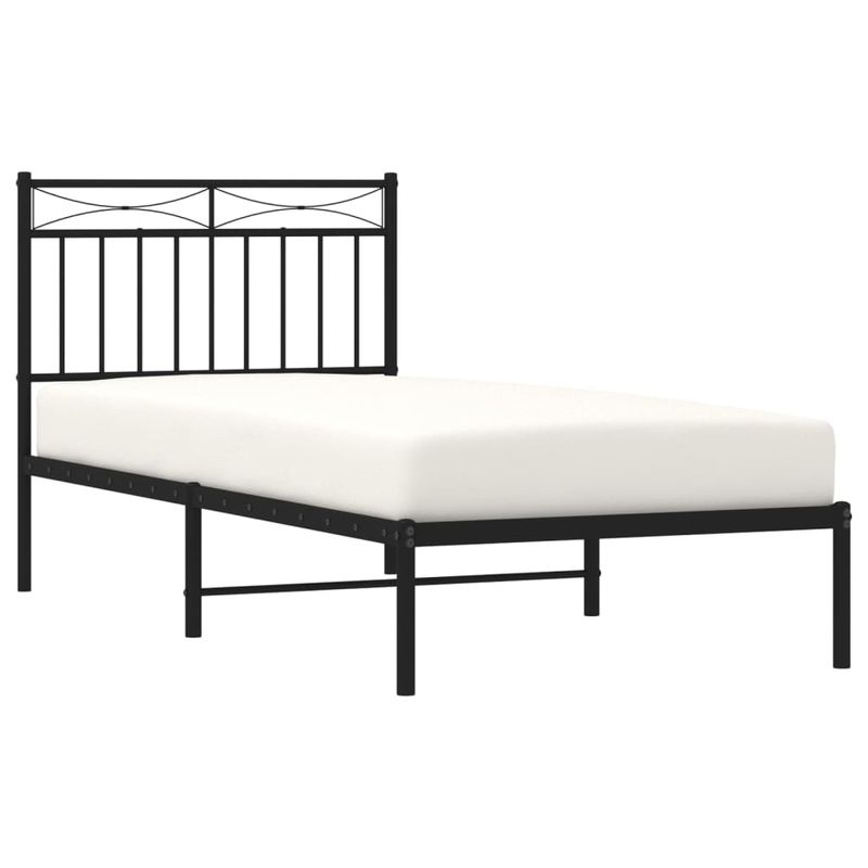 Casa si Gradina - Mobilier - Paturi si accesorii - Paturi - Cadru pat metalic cu tablie, negru, 90x200 cm - Infinity.ro