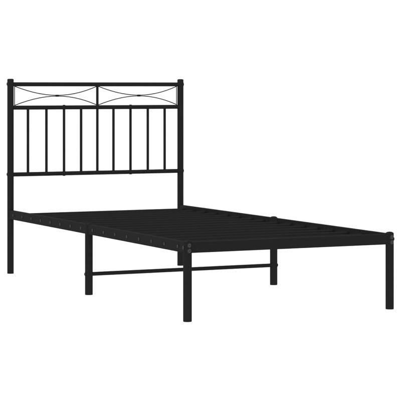 Casa si Gradina - Mobilier - Paturi si accesorii - Paturi - Cadru pat metalic cu tablie, negru, 90x200 cm - Infinity.ro
