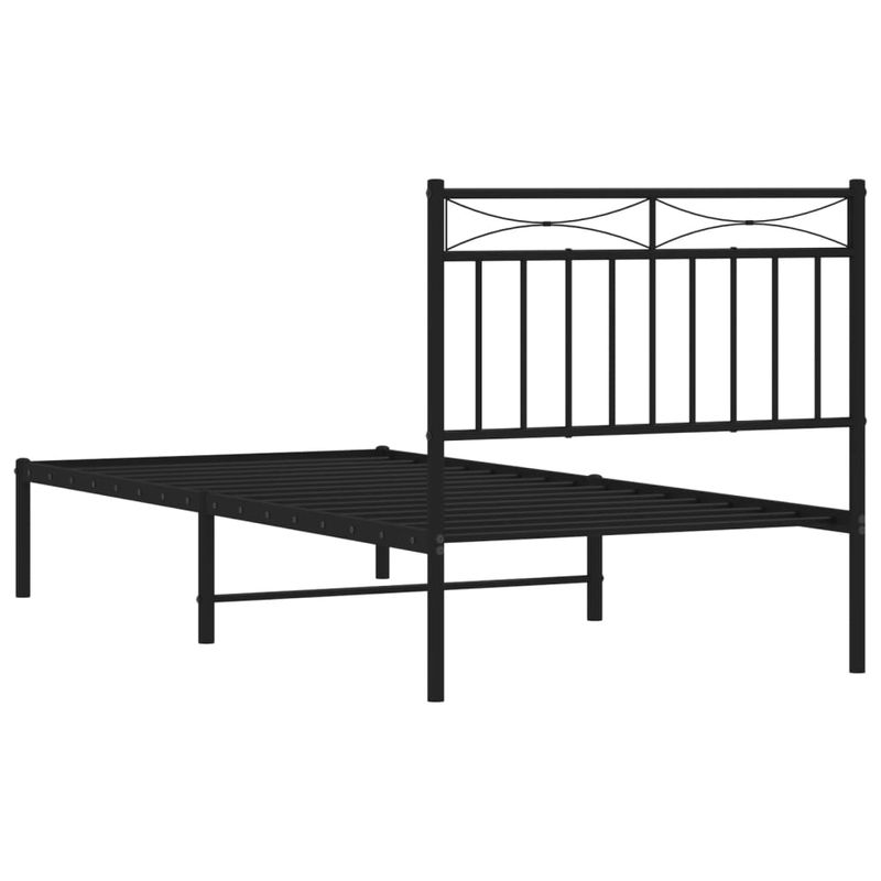 Casa si Gradina - Mobilier - Paturi si accesorii - Paturi - Cadru pat metalic cu tablie, negru, 90x200 cm - Infinity.ro