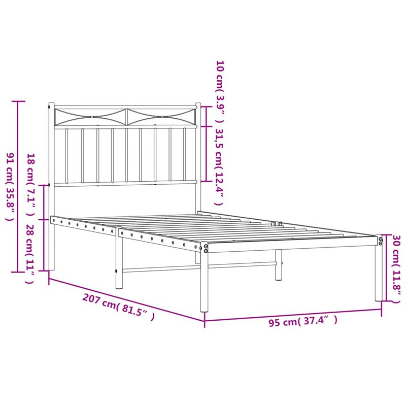 Casa si Gradina - Mobilier - Paturi si accesorii - Paturi - Cadru pat metalic cu tablie, negru, 90x200 cm - Infinity.ro