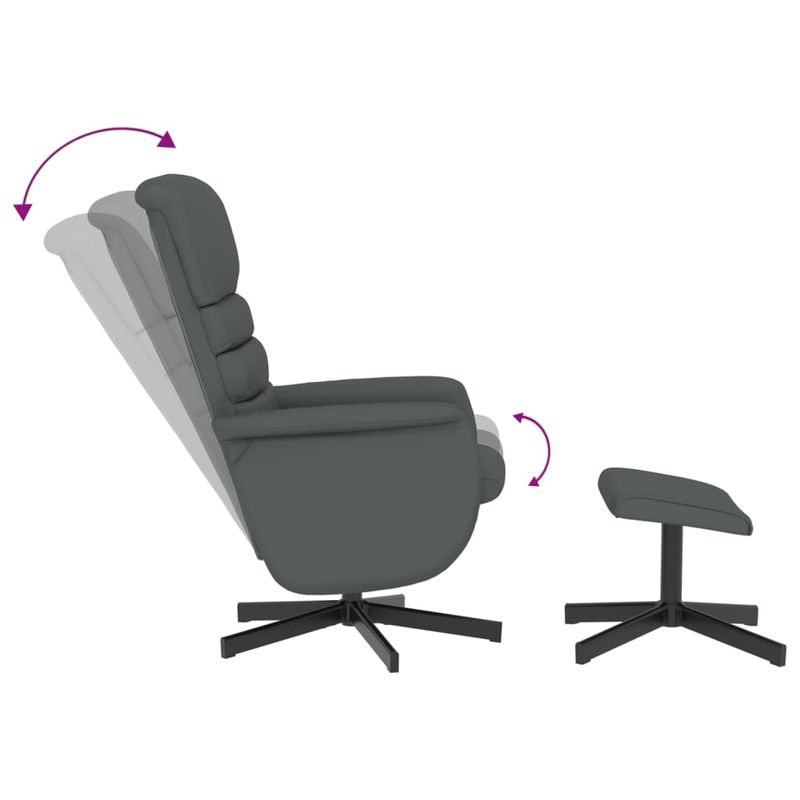 Casa si Gradina - Mobilier - Scaune si fotolii - Fotolii - Fotoliu rabatabil cu taburet, gri, piele ecologica - Infinity.ro