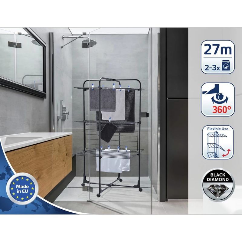 Market - Spalare si intretinere rufe - Uscatoare de rufe si accesorii - Leifheit Uscator turn pentru haine „Classic Tower 270”, negru - Infinity.ro