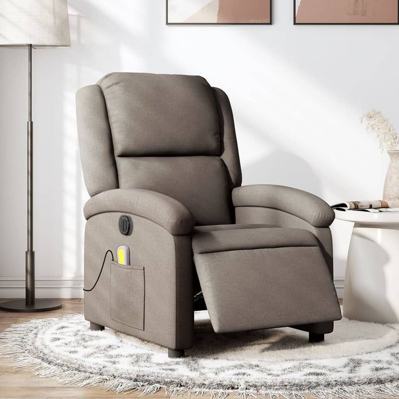 Ingrijire personala si Cosmetice - Sanatate si wellness - Articole wellness - Fotolii de masaj - Fotoliu electric de masaj rabatabil, gri taupe, textil - Infinity.ro