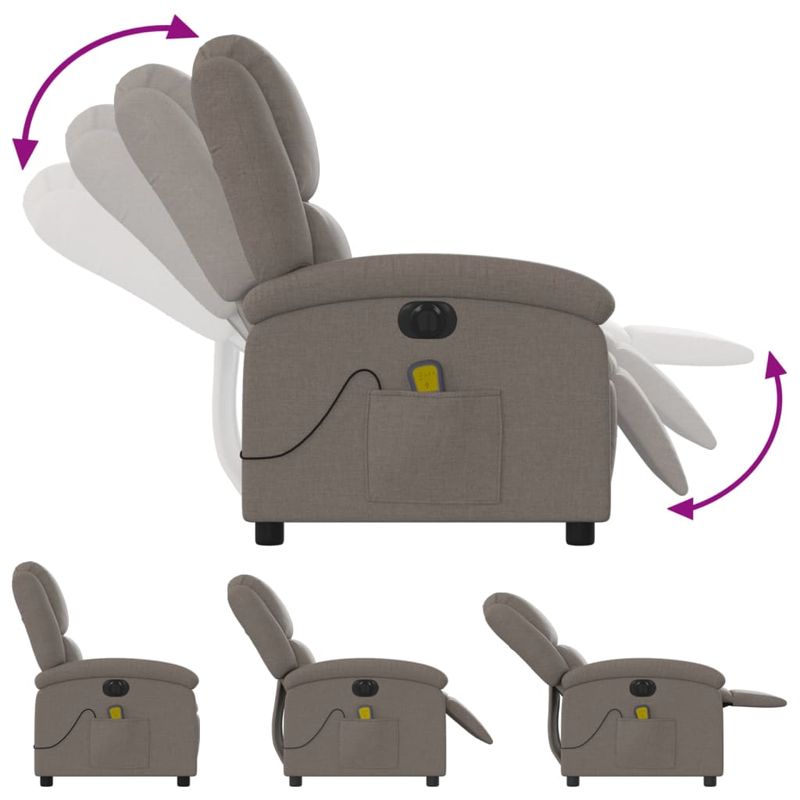 Ingrijire personala si Cosmetice - Sanatate si wellness - Articole wellness - Fotolii de masaj - Fotoliu electric de masaj rabatabil, gri taupe, textil - Infinity.ro