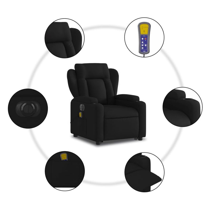 Ingrijire personala si Cosmetice - Sanatate si wellness - Articole wellness - Fotolii de masaj - Fotoliu electric de masaj rabatabil cu ridicare, negru, textil - Infinity.ro