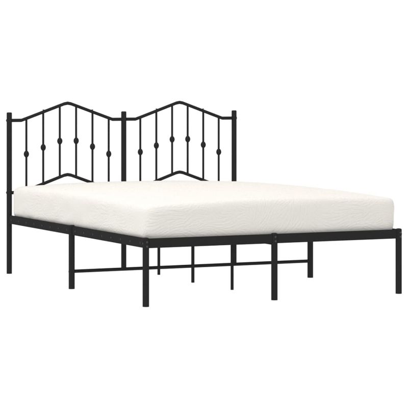 Casa si Gradina - Mobilier - Paturi si accesorii - Paturi - Cadru de pat metalic cu tablie, negru, 135x190 cm - Infinity.ro