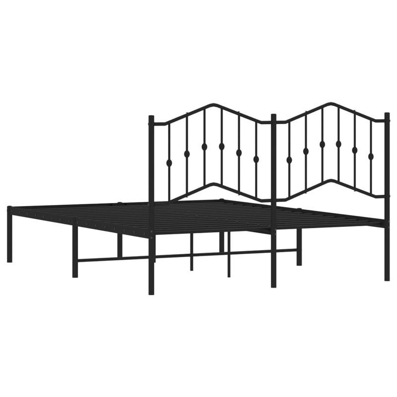 Casa si Gradina - Mobilier - Paturi si accesorii - Paturi - Cadru de pat metalic cu tablie, negru, 135x190 cm - Infinity.ro