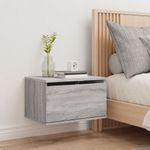 Casa si Gradina - Mobilier - Comode si corpuri - Noptiere - Noptiera montata pe perete cu lumini LED, sonoma gri - Infinity.ro