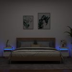 Casa si Gradina - Mobilier - Comode si corpuri - Noptiere - Noptiere cu lumini LED, 2 buc., alb, 40x39x48,5 cm - Infinity.ro