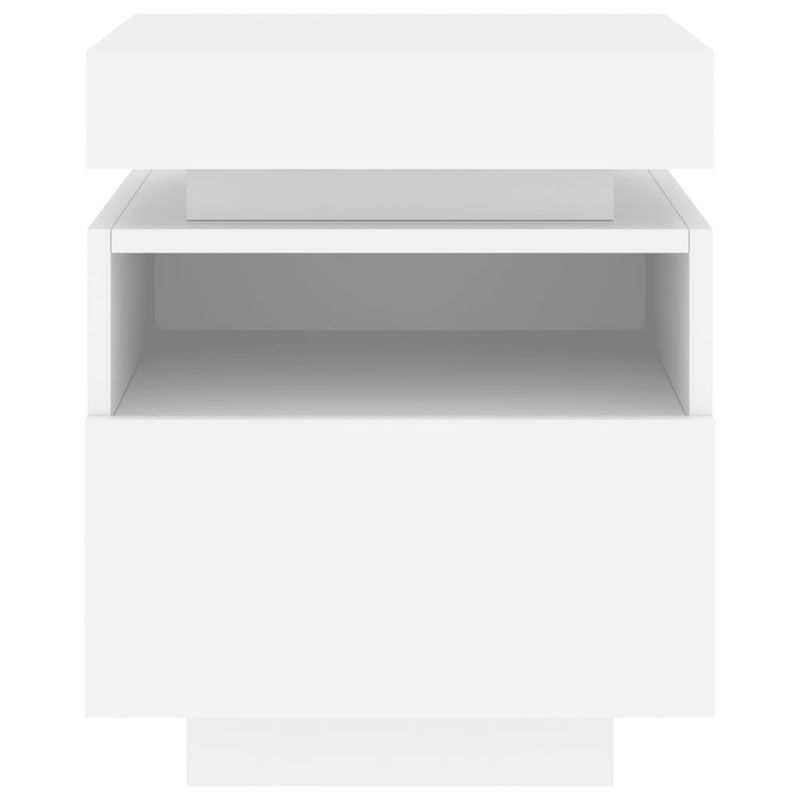 Casa si Gradina - Mobilier - Comode si corpuri - Noptiere - Noptiere cu lumini LED, 2 buc., alb, 40x39x48,5 cm - Infinity.ro