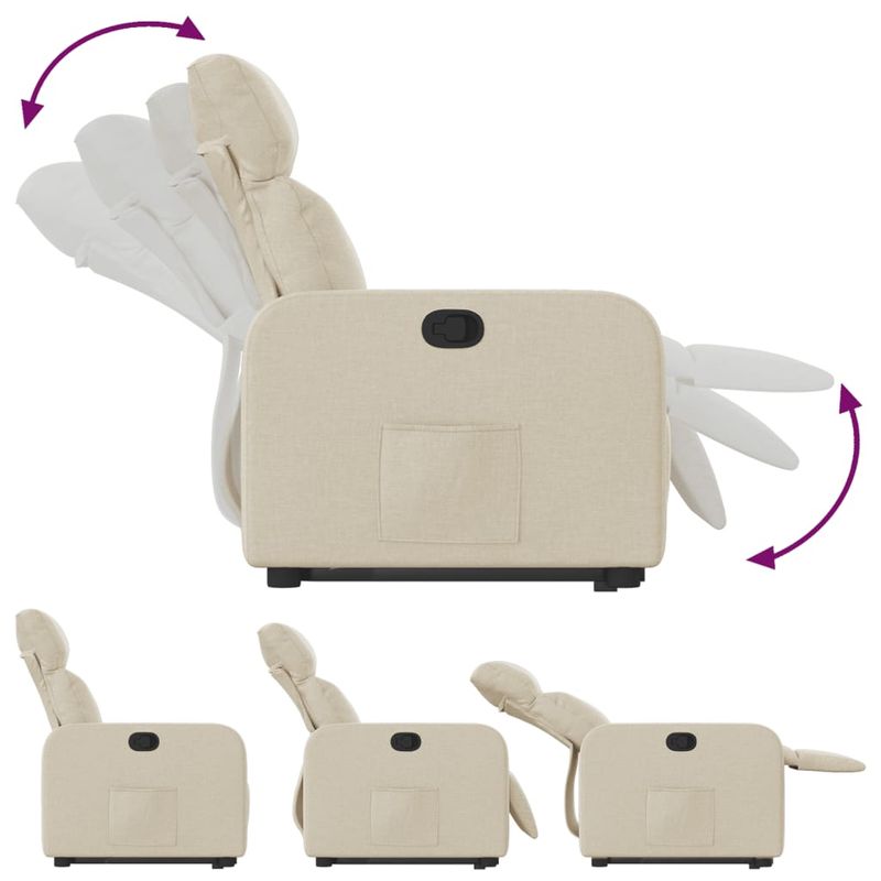 Casa si Gradina - Mobilier - Scaune si fotolii - Fotolii - Fotoliu rabatabil cu ridicare pe verticala, crem, textil - Infinity.ro