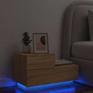 Noptiera cu lumini LED, stejar sonoma, 70x36x40,5 cm