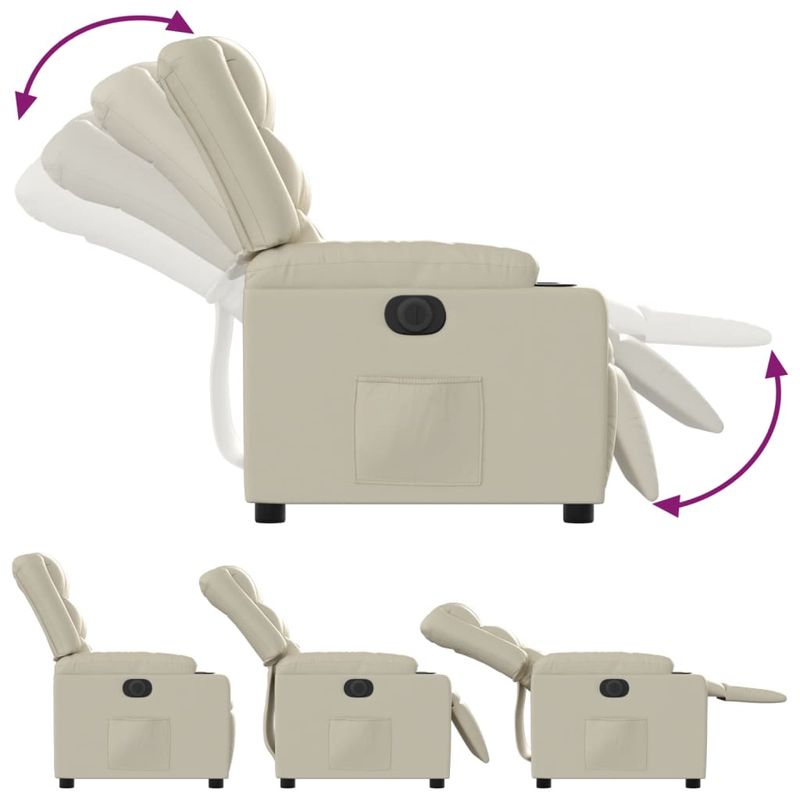 Casa si Gradina - Mobilier - Scaune si fotolii - Fotolii - Fotoliu rabatabil electric, crem, piele ecologica - Infinity.ro