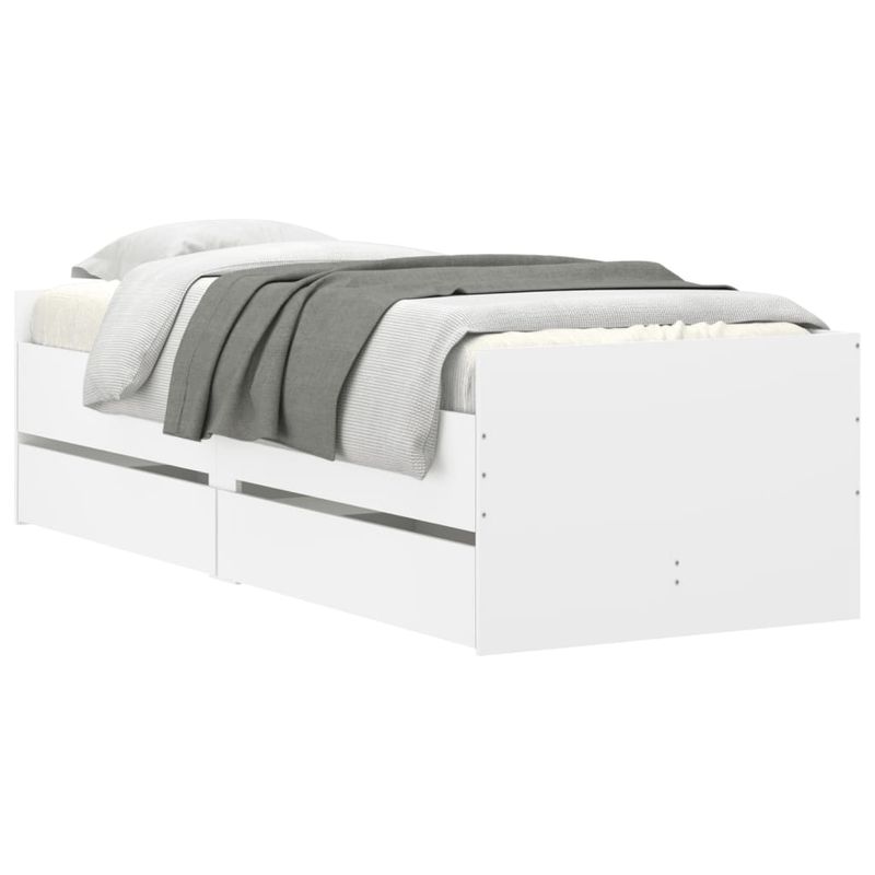 Casa si Gradina - Mobilier - Paturi si accesorii - Paturi - Cadru de pat cu sertare, alb, 100x200 cm - Infinity.ro