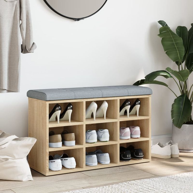 Casa si Gradina - Mobilier - Organizare si depozitare - Bancute - Banca pentru pantofi stejar sonoma 82x32x50 cm lemn prelucrat - Infinity.ro