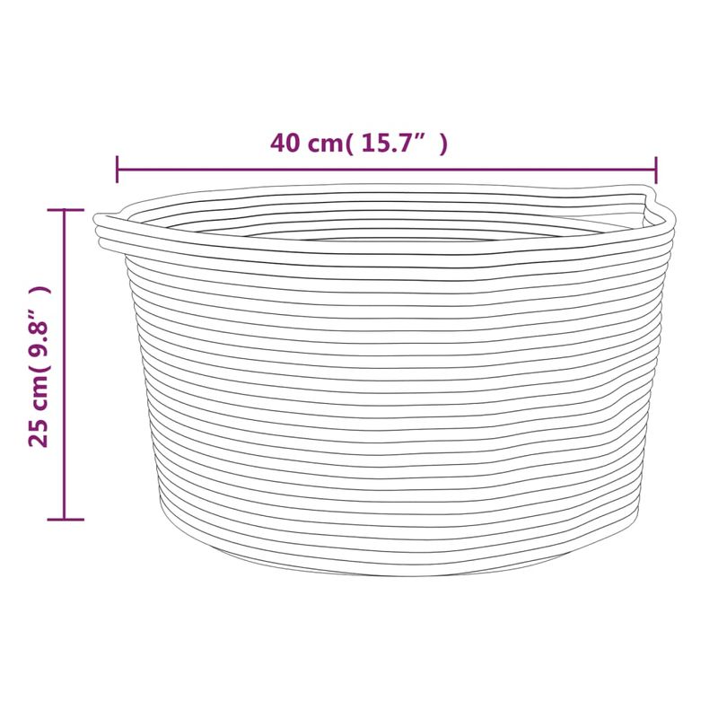 Casa si Gradina - Mobilier - Organizare si depozitare - Cutii depozitare - Cos de depozitare, gri și alb, diametru 40x25 cm, bumbac - Infinity.ro