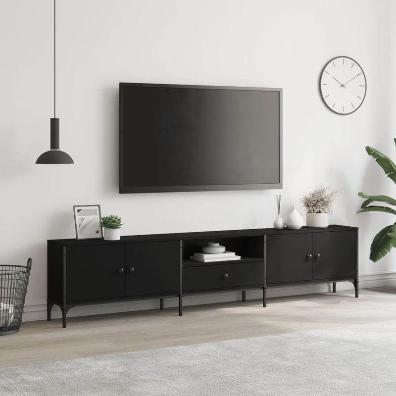 Casa si Gradina - Mobilier - Comode si corpuri - Comode - Comoda TV cu sertar, negru, 200x25x44 cm, lemn prelucrat - Infinity.ro