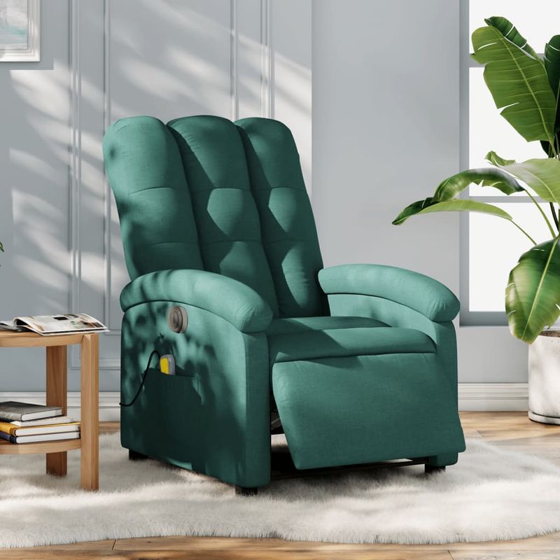Ingrijire personala si Cosmetice - Sanatate si wellness - Articole wellness - Fotolii de masaj - Fotoliu electric de masaj rabatabil, verde inchis, textil - Infinity.ro