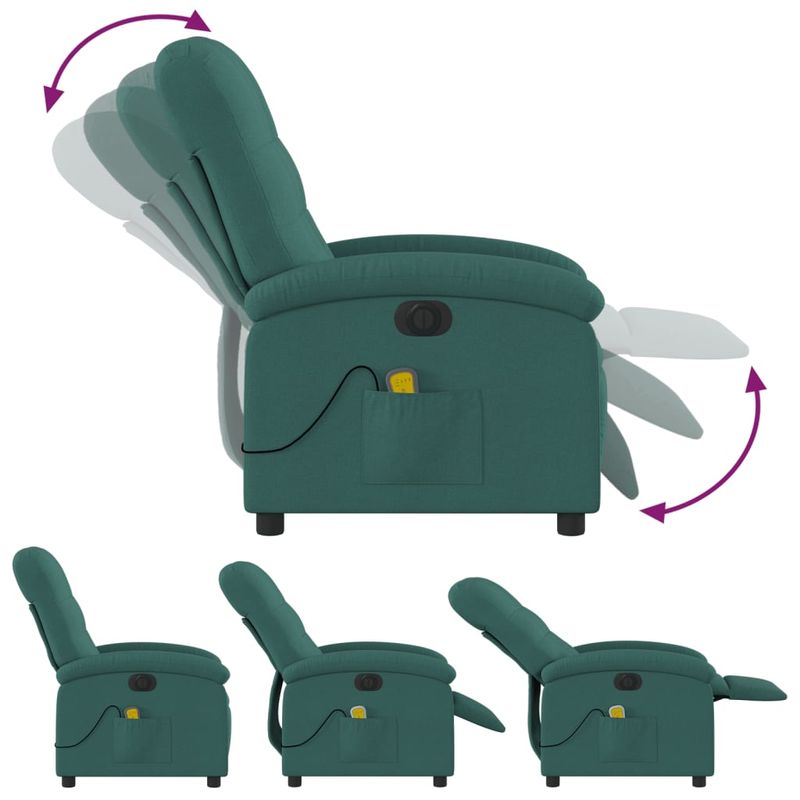 Ingrijire personala si Cosmetice - Sanatate si wellness - Articole wellness - Fotolii de masaj - Fotoliu electric de masaj rabatabil, verde inchis, textil - Infinity.ro