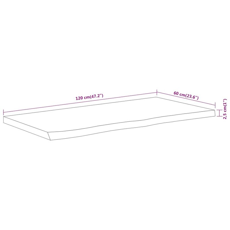 Casa si Gradina - Mobilier - Mobilier baie - Blaturi baie - Blat de baie, 120x60x2,5 cm, dreptunghiular, lemn masiv acacia - Infinity.ro