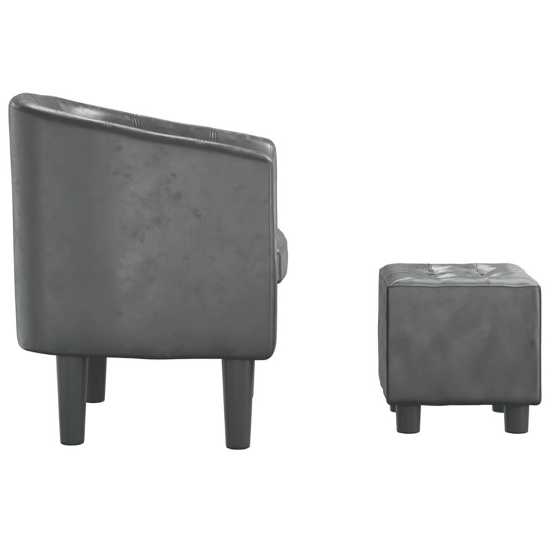 Casa si Gradina - Mobilier - Scaune si fotolii - Fotolii - Fotoliu tip cuva cu taburet, gri, piele ecologica - Infinity.ro