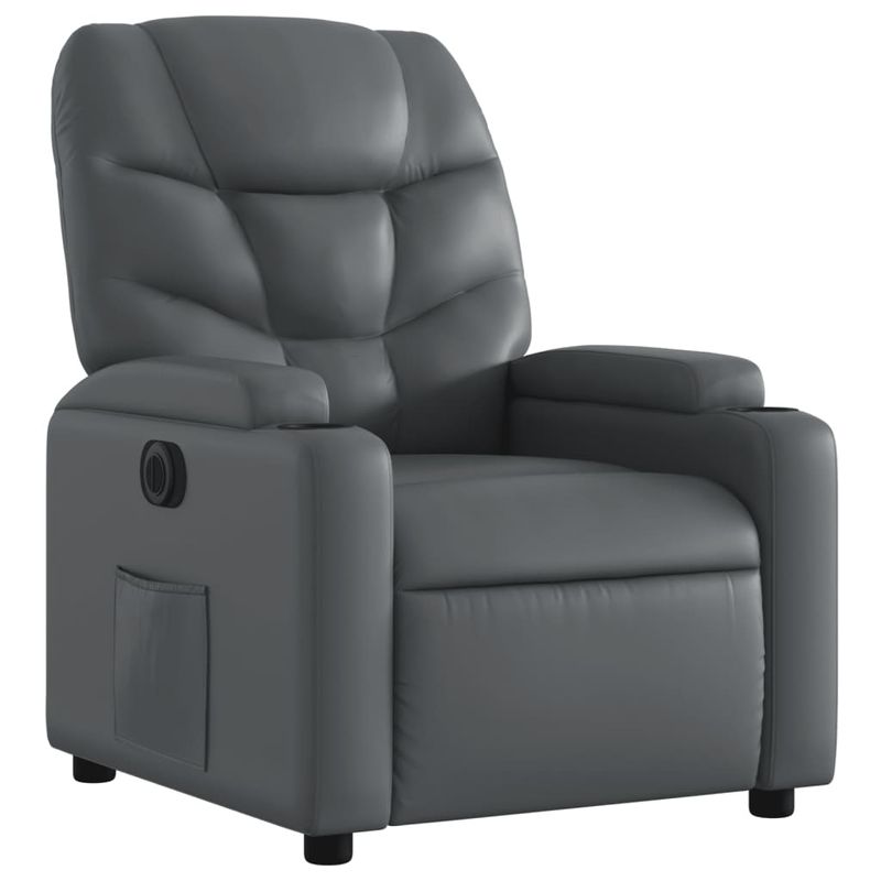 Casa si Gradina - Mobilier - Scaune si fotolii - Fotolii - Fotoliu rabatabil electric, gri, piele ecologica - Infinity.ro