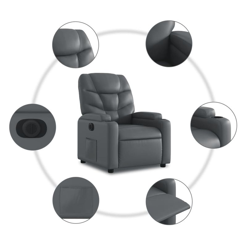 Casa si Gradina - Mobilier - Scaune si fotolii - Fotolii - Fotoliu rabatabil electric, gri, piele ecologica - Infinity.ro