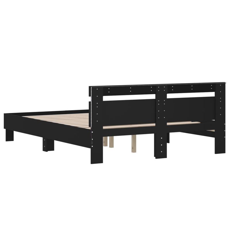 Casa si Gradina - Mobilier - Paturi si accesorii - Paturi - Cadru de pat cu tablie si LED, negru, 150x200 cm - Infinity.ro