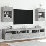 Casa si Gradina - Mobilier - Comode si corpuri - Comode - Comode TV de perete cu lumini LED 2 buc. gri beton 40x30x60,5cm - Infinity.ro
