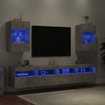 Casa si Gradina - Mobilier - Comode si corpuri - Comode - Comode TV de perete cu lumini LED 2 buc. gri beton 40x30x60,5cm - Infinity.ro