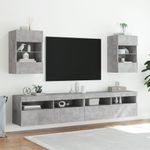 Casa si Gradina - Mobilier - Comode si corpuri - Comode - Comode TV de perete cu lumini LED 2 buc. gri beton 40x30x60,5cm - Infinity.ro