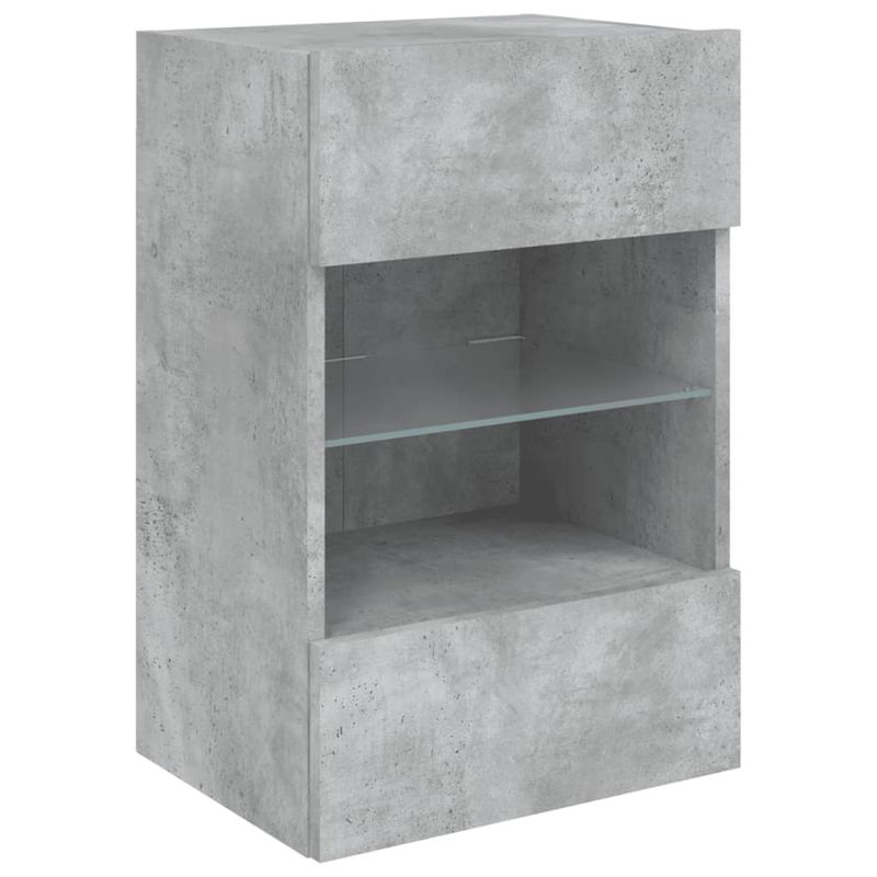 Casa si Gradina - Mobilier - Comode si corpuri - Comode - Comode TV de perete cu lumini LED 2 buc. gri beton 40x30x60,5cm - Infinity.ro