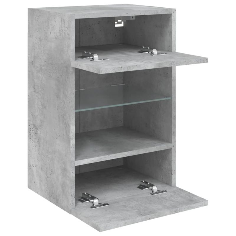 Casa si Gradina - Mobilier - Comode si corpuri - Comode - Comode TV de perete cu lumini LED 2 buc. gri beton 40x30x60,5cm - Infinity.ro