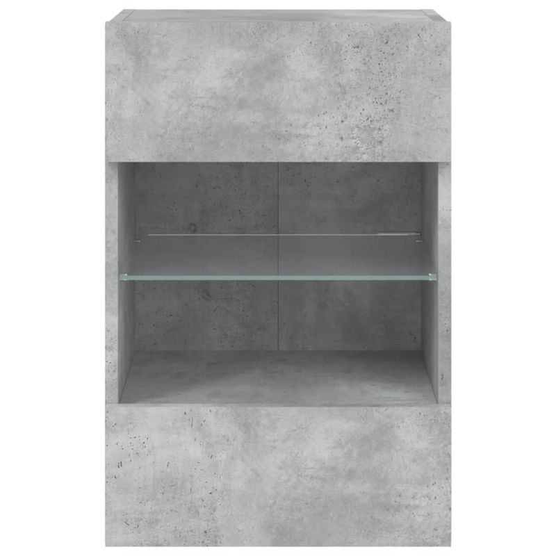 Casa si Gradina - Mobilier - Comode si corpuri - Comode - Comode TV de perete cu lumini LED 2 buc. gri beton 40x30x60,5cm - Infinity.ro