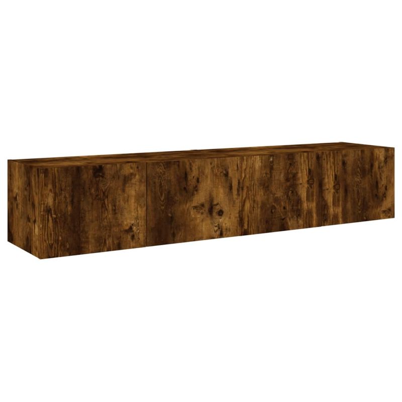 Casa si Gradina - Mobilier - Comode si corpuri - Comode - Comoda TV de perete cu LED, 2 buc. stejar fumuriu, 80x35x31 cm - Infinity.ro