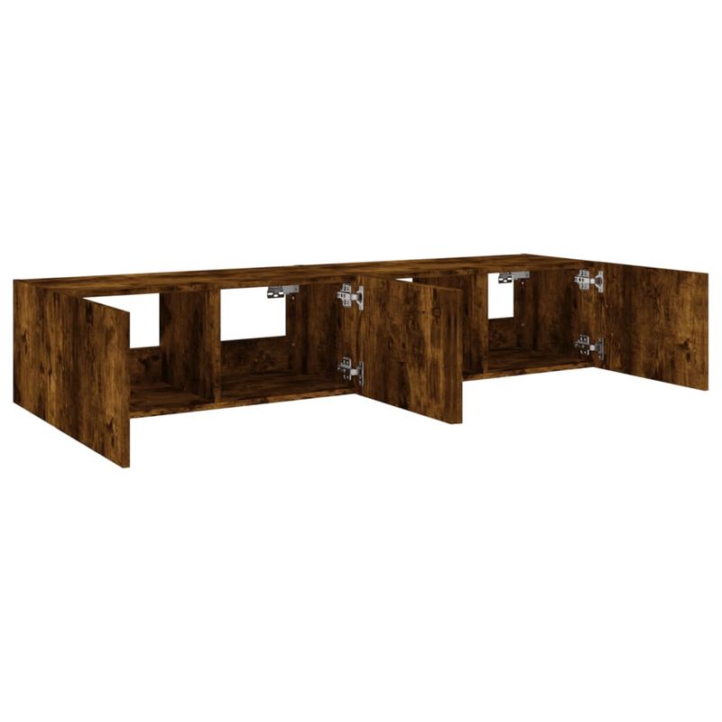Casa si Gradina - Mobilier - Comode si corpuri - Comode - Comoda TV de perete cu LED, 2 buc. stejar fumuriu, 80x35x31 cm - Infinity.ro