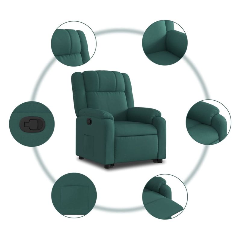 Casa si Gradina - Mobilier - Scaune si fotolii - Fotolii - Fotoliu rabatabil ridicare pe verticala, verde inchis, textil - Infinity.ro