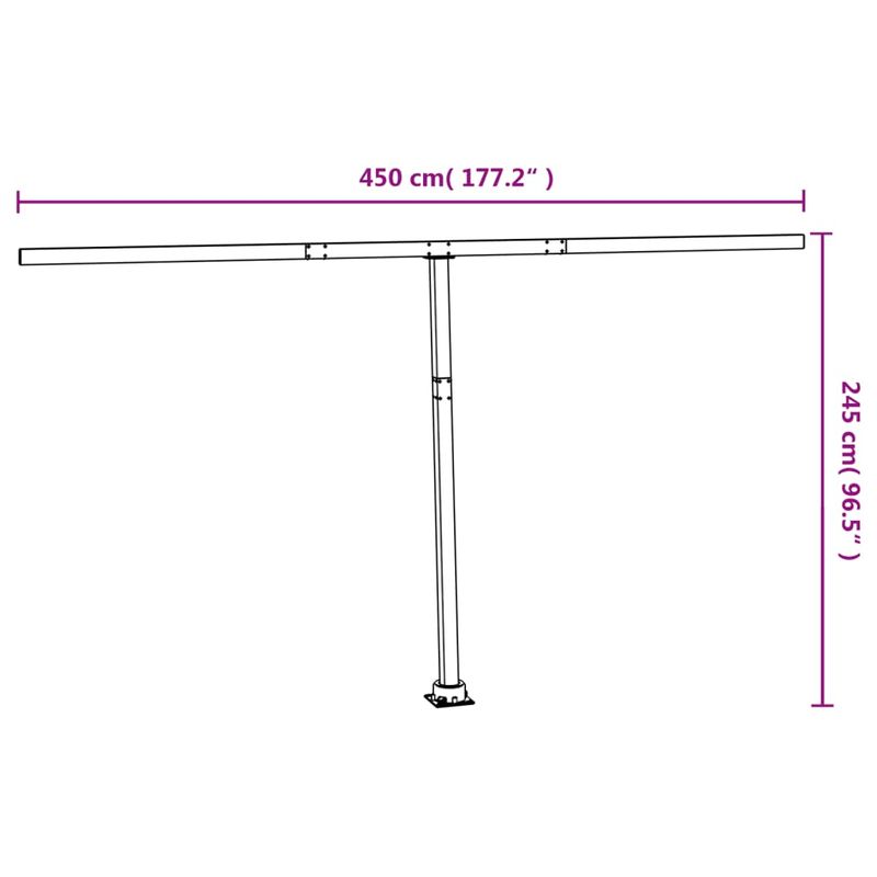 Casa si Gradina - Gradina si terasa - Umbrele si pavilioane - Umbrele - Set stalp pentru copertina, alb, 450x245 cm, fier - Infinity.ro