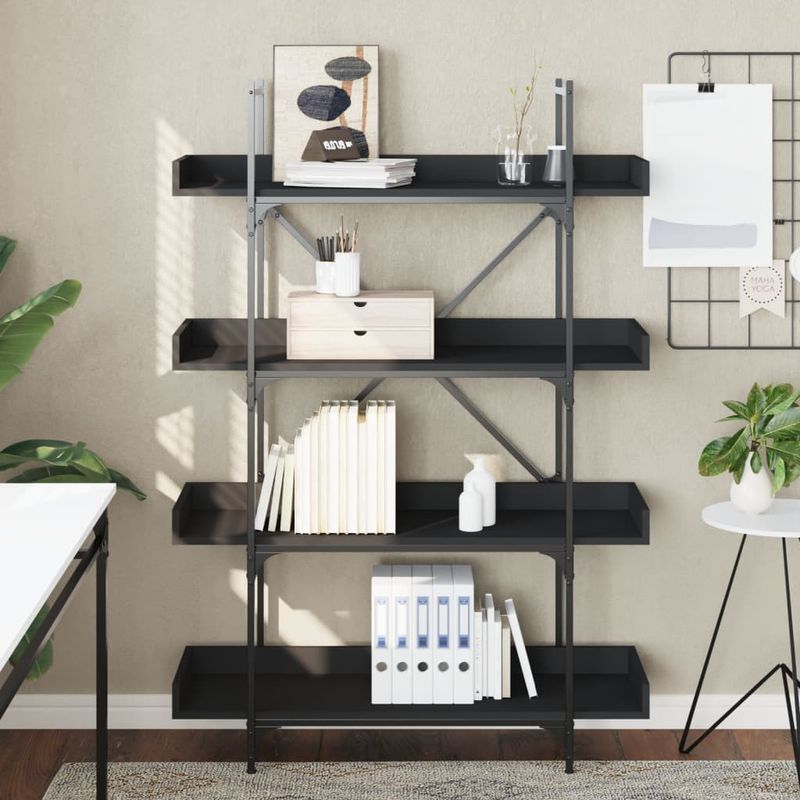 Casa si Gradina - Mobilier - Biblioteci si rafturi - Biblioteci - Biblioteca cu 4 niveluri, negru, 100x33x145,5 cm lemn prelucrat - Infinity.ro