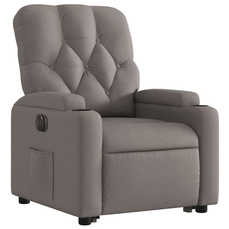 Casa si Gradina - Mobilier - Scaune si fotolii - Fotolii - Fotoliu electric rabatabil cu ridicare, gri taupe, textil - Infinity.ro
