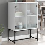 Casa si Gradina - Mobilier - Comode si corpuri - Comode - Dulap lateral cu usi din sticla, alb, 69x37x100 cm - Infinity.ro