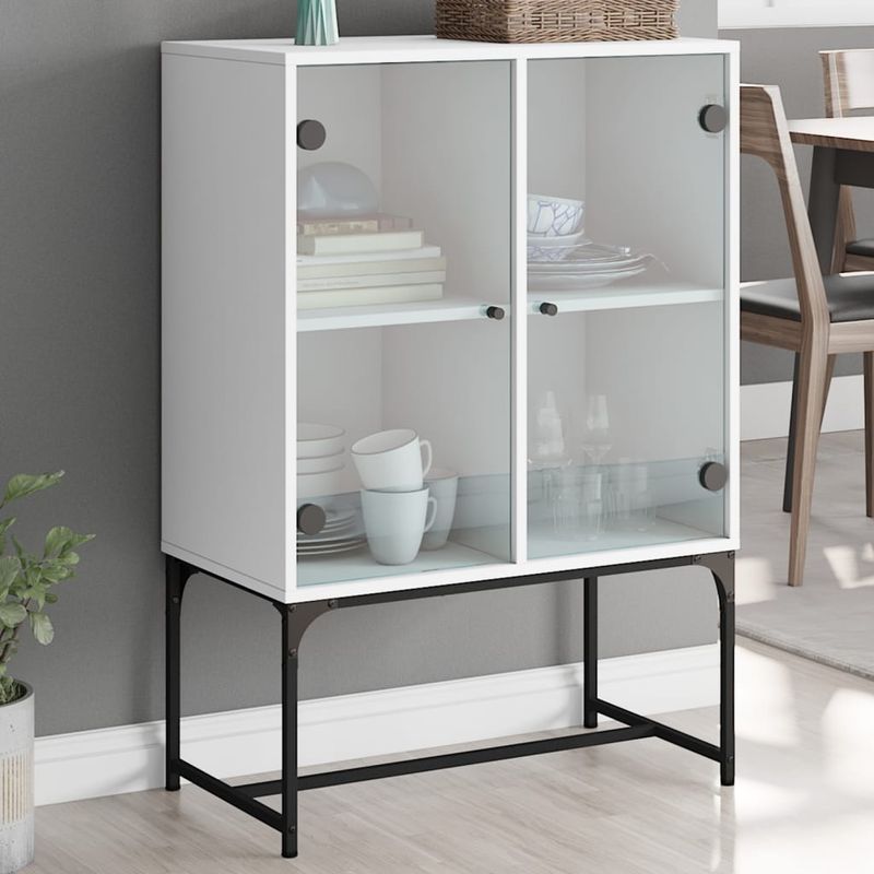 Casa si Gradina - Mobilier - Comode si corpuri - Comode - Dulap lateral cu usi din sticla, alb, 69x37x100 cm - Infinity.ro