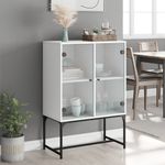 Casa si Gradina - Mobilier - Comode si corpuri - Comode - Dulap lateral cu usi din sticla, alb, 69x37x100 cm - Infinity.ro