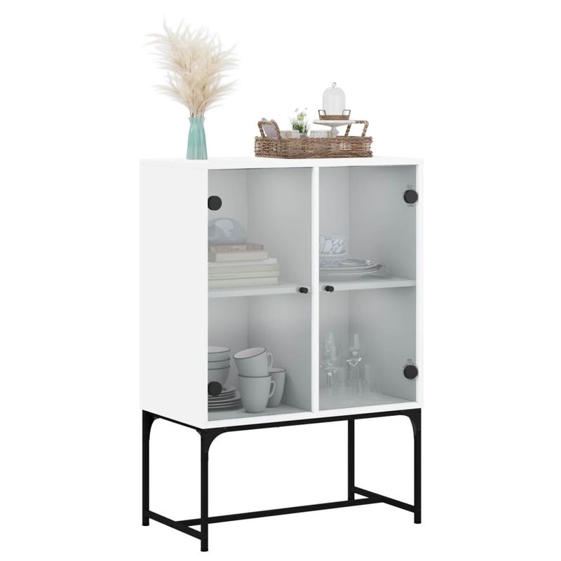 Casa si Gradina - Mobilier - Comode si corpuri - Comode - Dulap lateral cu usi din sticla, alb, 69x37x100 cm - Infinity.ro