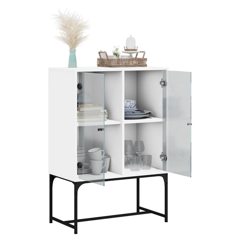 Casa si Gradina - Mobilier - Comode si corpuri - Comode - Dulap lateral cu usi din sticla, alb, 69x37x100 cm - Infinity.ro