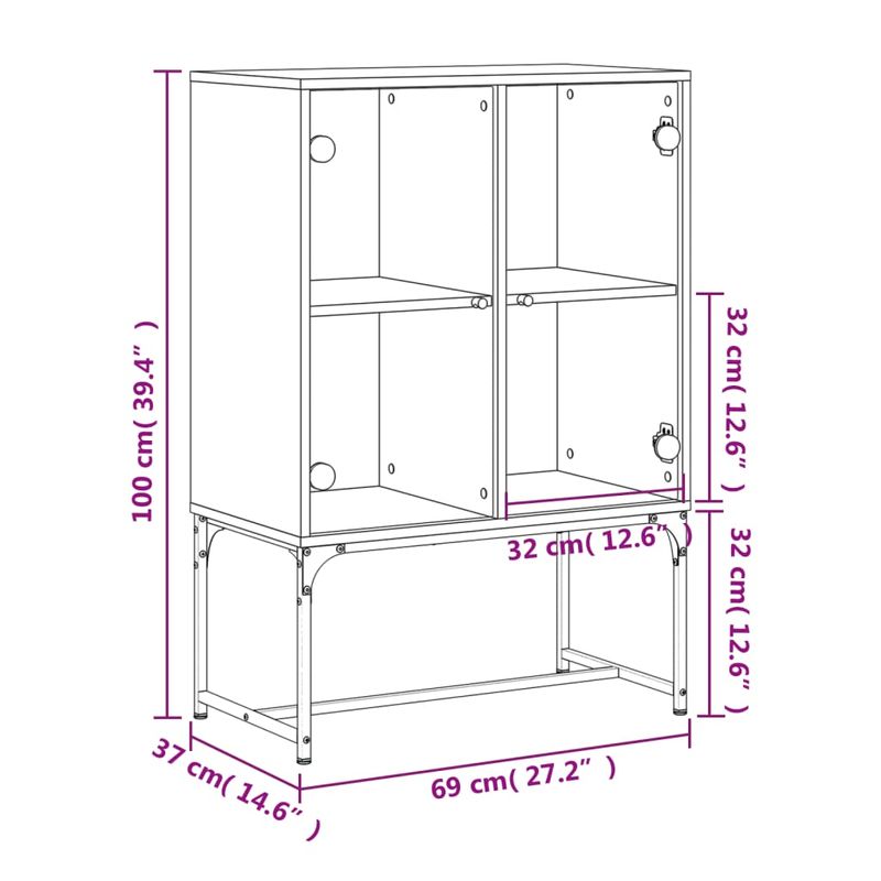 Casa si Gradina - Mobilier - Comode si corpuri - Comode - Dulap lateral cu usi din sticla, alb, 69x37x100 cm - Infinity.ro