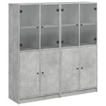 Casa si Gradina - Mobilier - Biblioteci si rafturi - Biblioteci - Biblioteca cu usi, gri beton, 136x37x142 cm, lemn compozit - Infinity.ro