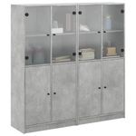 Casa si Gradina - Mobilier - Biblioteci si rafturi - Biblioteci - Biblioteca cu usi, gri beton, 136x37x142 cm, lemn compozit - Infinity.ro